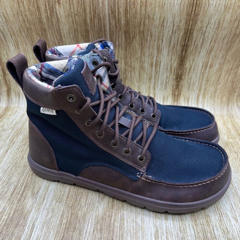 Lems Boulder Boot Men's Size 12 Navy Stout Minimalist Zero Drop Nylon Leather